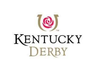 Kentucky Derby logo featuring a red rose within a gold horseshoe – an iconic event celebrated in Louisville KY and featured in events by Michaelis Events.