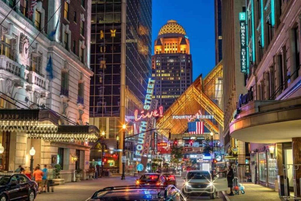 Fourth Street Live entertainment district in downtown Louisville KY