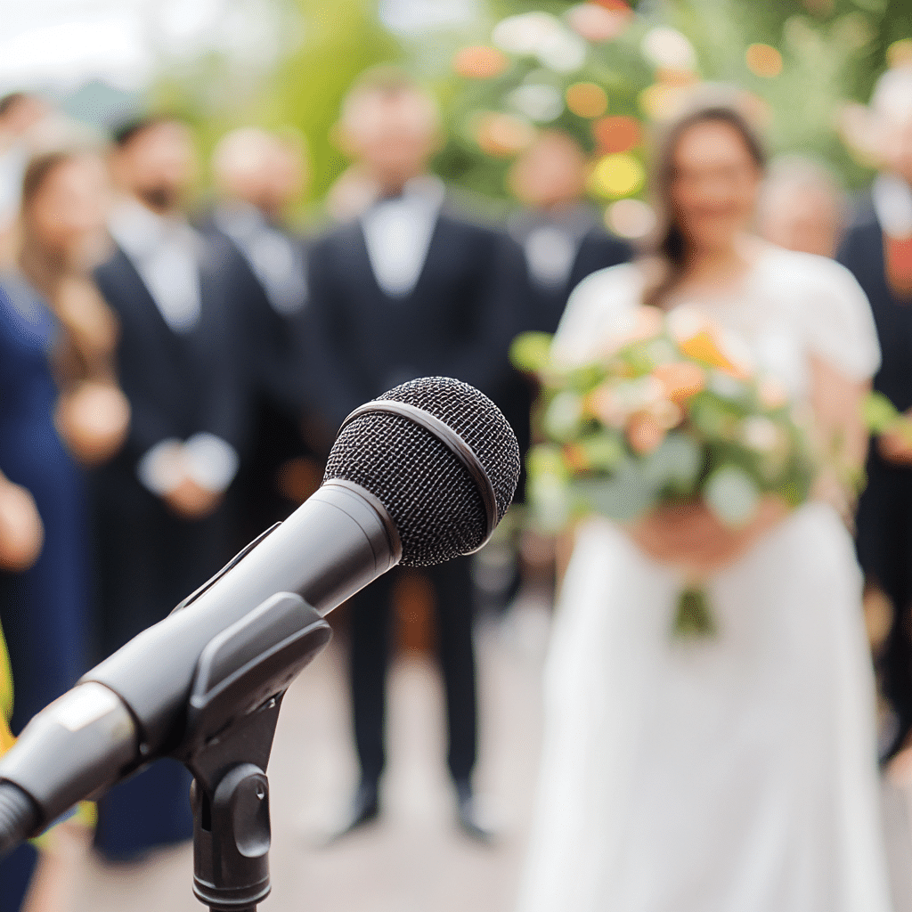 Bride and groom standing with a personalized wedding officiant during a heartfelt, custom ceremony tailored to their unique love story