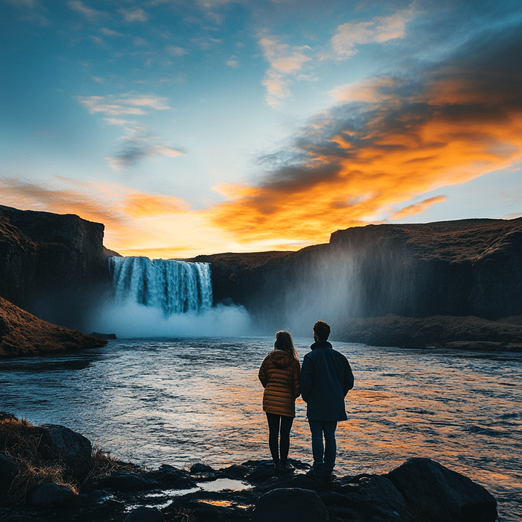 Romantic Iceland honeymoon hike across a black sand beach, with the couple walking hand-in-hand toward basalt cliffs—planned by Michaelis Events for adventurous newlyweds.